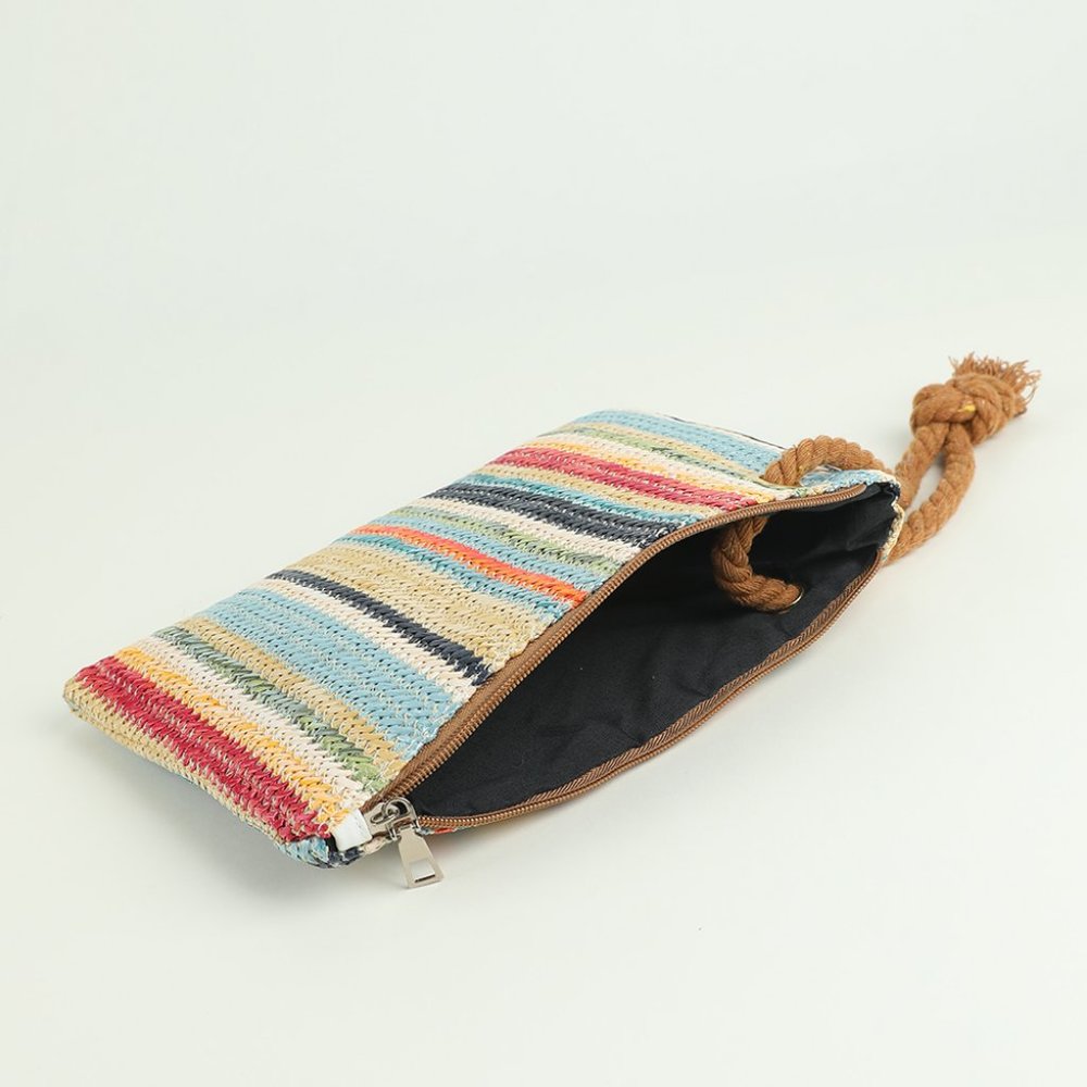 Multicolor Colorblock Tasseled Décor Straw Bag - Picture 5 of 6